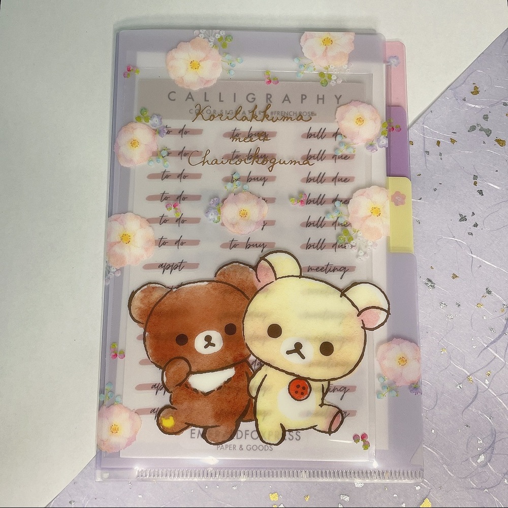 NEW San-X Rilakkuma Mini 3-Tab Plastic File Folder - Picture 3 of 4